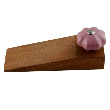 2 Pieces Lavender Crackle Ceramic Melon Wooden Door Stopper